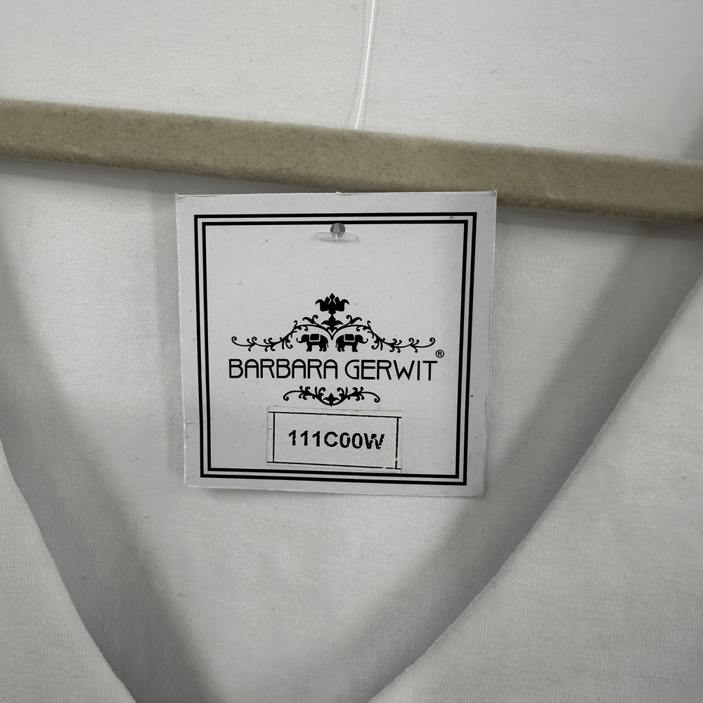 Barbara Gerwit Solid White V-Neck 3/4 Sleeve Cott… - image 4